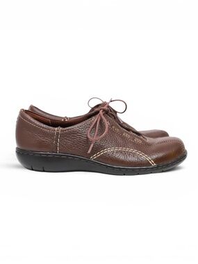 CLARK'S Viola Shoes Women's 6.5 Brown Leather Bicycle‎ Toe Lace Up Comfort 84706